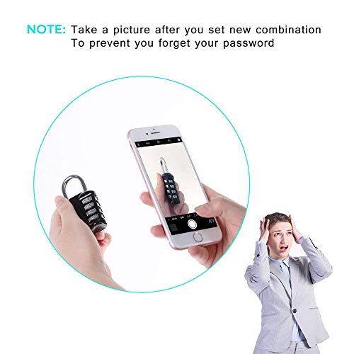 Image of ZHEGE Combination Lock Outdoor 2 Pack, 4 Digit Combination Padlock (Black) | Resettable, Weatherproof, Lock for Gym, School, Gates, Doors, Hasps Storage