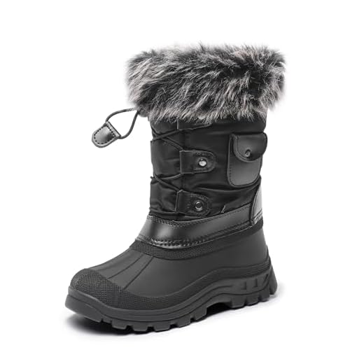 DREAM PAIRS Little Kid Ksnow Black Isulated Waterproof Snow Boots - 3 M US Little Kid