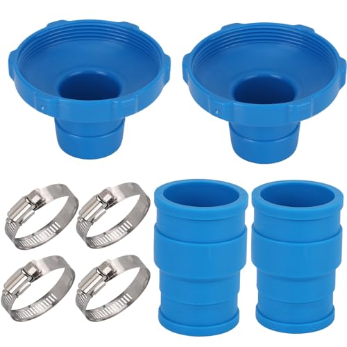 BOXOB 8pz Kit Adattatori Tubi Flessibili per Aspirapolvere da Piscina, Connettore Tubo Skimmer Blu Piscina con Morsetti Compatibile con Gli Accessori per Piscine Fuori Terra Intex