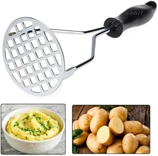 Potato Masher, Stainless Steel Potato Ricer Masher Kitchen Gadget with Non-Slip Handle, Masher Utensil for Mashed Potato, Vegetables, Fruits and and Baby Food (Potato Masher)