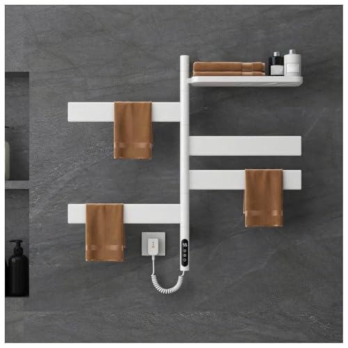 Radiador Toallero, Toalleros Calefactores 135 W, Orientable 180 con Pantalla LED, Control táctil, Temporizador, Radiador Toallero Eléctrico Bajo Consumo,White