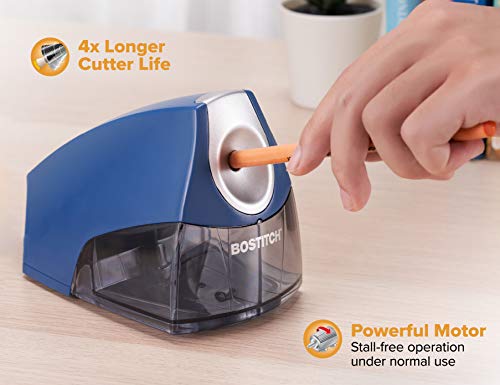 Image of Bostitch Office Electric Pencil Sharpener for Classroom & Desk Use, Heavy-Duty Stall-Free Motor, High-Capacity Shavings Tray, Dark Blue