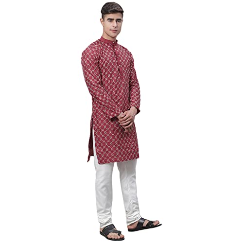 Image of SOJANYA (Since 1958 Men's Silk Blend Kurta Pyjama Set | Multi Embroidered Traditional Ethnic Wear for Navratri, Garba, Puja & Wedding