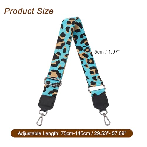 Image of uxcell Wide Shoulder Strap, 5cm Adjustable Purse Strap Replacement Crossbody Strap for Shoulder Bag Handbag, Sky Blue, Black Square Mouth Buckle