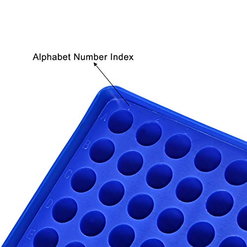 uxcell Centrifuge Tube Rack Storage Box 96-Well Polypropylene Holder for 1.5ml Microcentrifuge Tubes, Vials, Samples 11.5mm Hole Dia