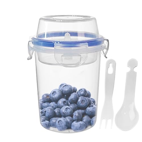 Generisch Parfait Lids Cups - Tarro de postre portátil para desayunar, recipiente de cocina transparente, soporte ecológico multiuso, tapa giratoria segura para pudín de granola, aperitivo, picnic