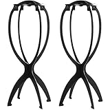 2個組専用ウィッグスタンド 耐熱 立て式 かつら台 組み立て 簡単フルウィッグ かつらの必要品 ドかつらスタンド (ブラック)