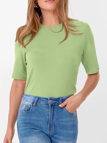Image of ANRABESS Womens Half Sleeve Tops Crewneck Shirts Basic Fit Work Tee