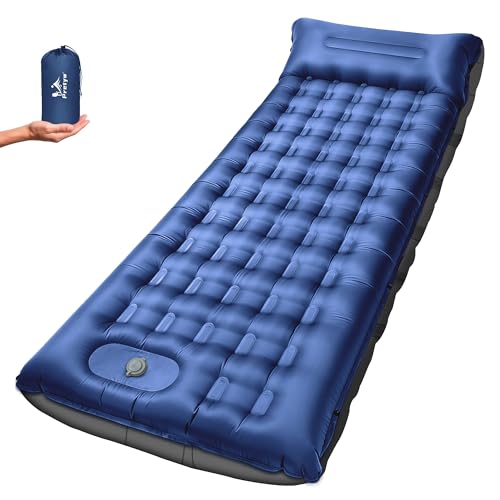 Image of Camping Sleeping Pad 5.5 inch Thick with Pillow & Built-in Foot Pump