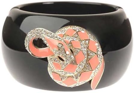 Gold Plated and Crystal and Onyx Bangle