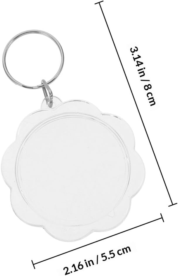 TEHAUX 100pcs Acrylic Flower Photo Frame Keychains Blank Picture Insert Keyrings for DIY Crafts, Sunflower Shape Acrylic Keyrings Bulk Set for Photo Holder Accessories
