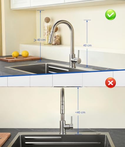 Wasserhahn Küche,Hochdruck Küchenarmatur mit Herausziehbarer Brause,Ausziehbar Armatur Küche 360° Drehbar… – Ansicht 6
