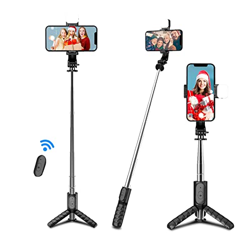 Selfie Stick, Extendable Travel Selfie Stick Tripod With Dimmable Led Light And Detachable Wireless Remote, Compatible With Iphone 13 12 11 X Xs Max 8 7 Plus Samsung Smartphone #TOP16
