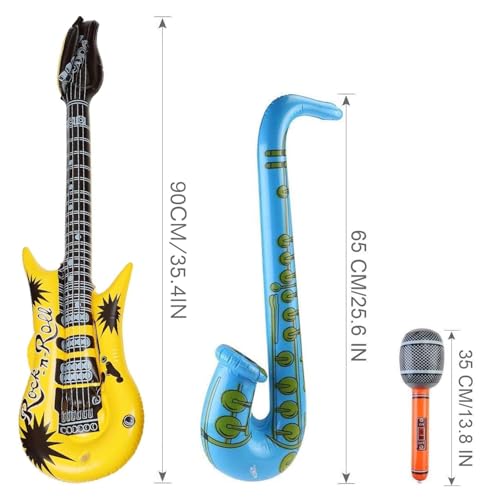 Lot de 12 instruments gonflables multicolores de guitare pour kermesse - 2