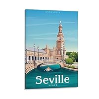 Poster De Voyage Vintage Séville, Espagne : Impression D'art