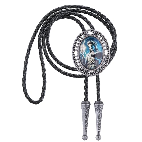 Image of Jeilwiy Bolo Tie for Men Western Cowboy Gothic Bolo Tie Necklace Halloween | Glow in Dark Bolo Tie for Men Women, 3D Halloween Bolo Tie, Gothic Western Ties, String Ties for Men Rodeo Leather Necktie