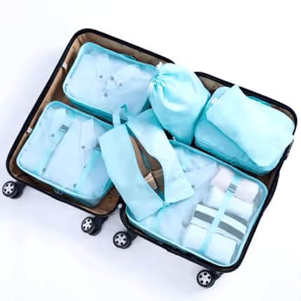 Kit Organizador de Malas 7 Peças. Facilita Separar Roupas e Acessórios, Maximizando o Espaço na Mala