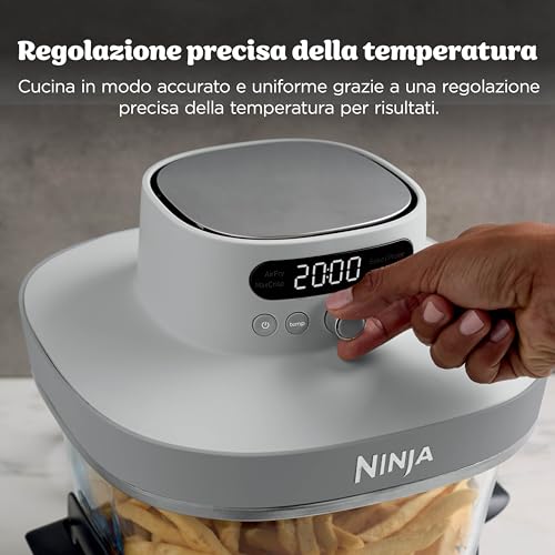 Ninja CRISPi PRO XL Friggitrice ad aria in vetro, 5 programmi di cottura preimpostati, include contenitori in vetro CleanCrisp da 5,7 L e 2,3 L e coperchi, bianco AS090EUWH - Immagine 5