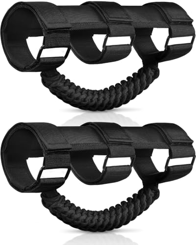 moveland Upgrade Roll Bar Grab Handles - Paracord Grab Handles for 1955-2023 Jeep Wrangler JL, JK, TJ, YJ & Jeep Gladiator Accessories - Premium Grade Nylon Materials, Strong(Black)