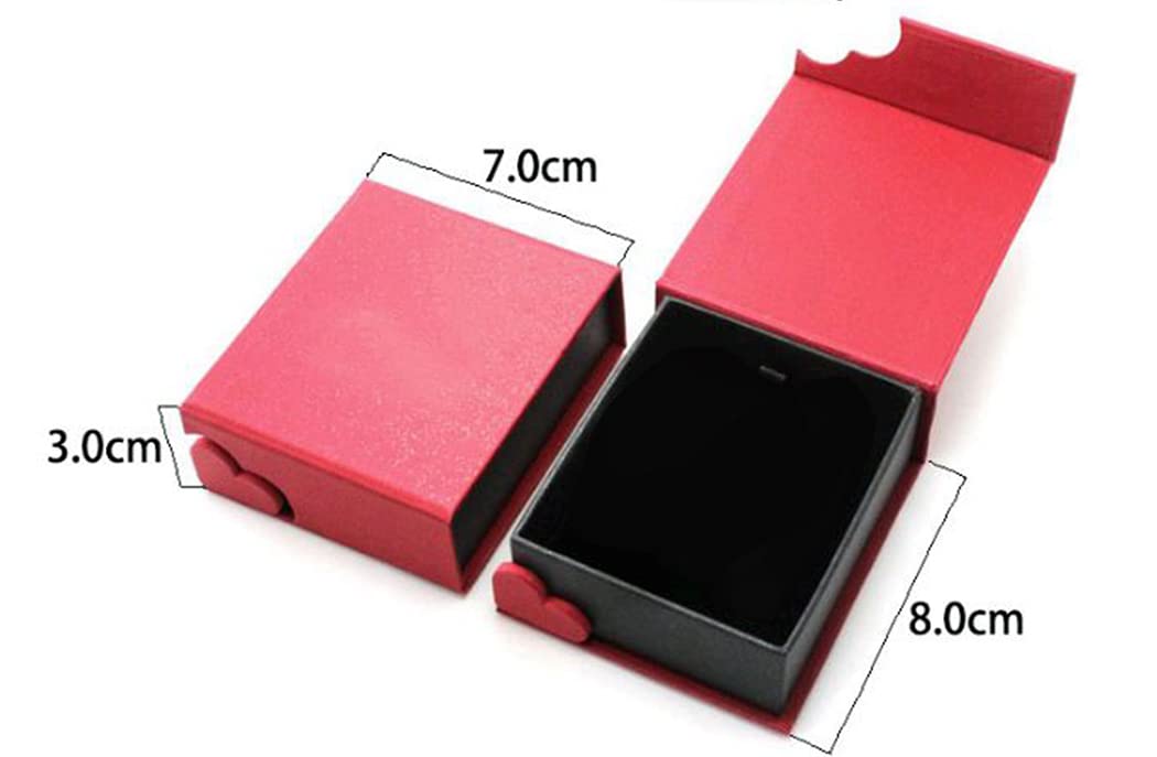 ZIRKONIA Scatola Regalo Gioielli – Diverse Dimensioni – Organizzatore Scatola Regalo per Orecchini, Bracciale, Collana, Colori Rosso e Nero con Glitter (Orecchini, Anello, 12 Scatole