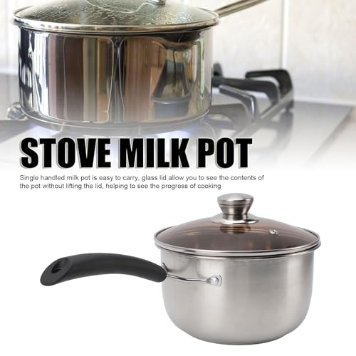 Casserole robuste induction avec couvercle, pot à lait en acier inoxydable - 8