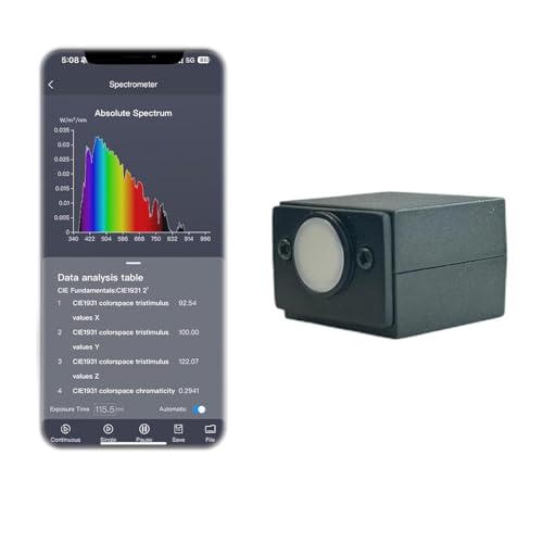 Industrial-Grade Handheld Spectrometer Device: 340-1000nm Full Spectrum Observation for R&D, QA & Educational Labs | Measures PPFD, CCT, CRI, Lux,Spectral Power Distribution with ±1nm Accuracy