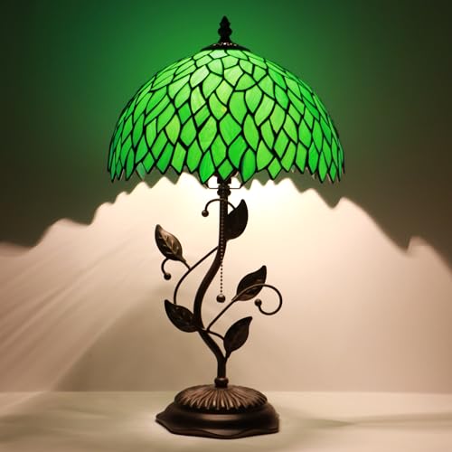Image of Tiffany Table Lamp Stained Glass Bedside Reading Light W12H19 inch