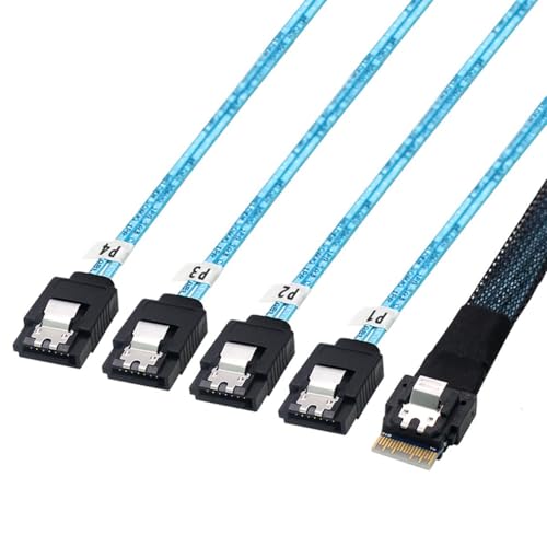 Cable Slimline SAS SFF-8654 a 4X SATA 1.0 m Negro