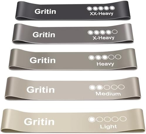 Gritin Resistance Bands, Set of 5 Skin-Friendly Resistance Fitnes...