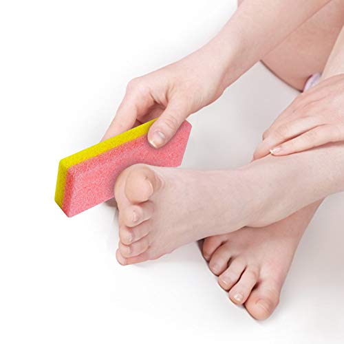Foot Pumice Stone for Feet Set, Includes 2 PCS Pedicure Glass Stone for Heavy Callused Feet, 2 PCS 2 in 1 Foot Scrubber Sponge for Hard Dead Skin Callus Remover