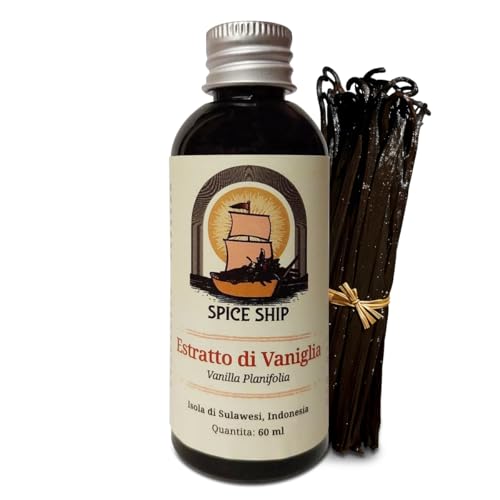 Estratto naturale di vaniglia 20% - Vanilla planifolia - 60 mL - Estratto realizzato con concentrato di baccelli di vaniglia