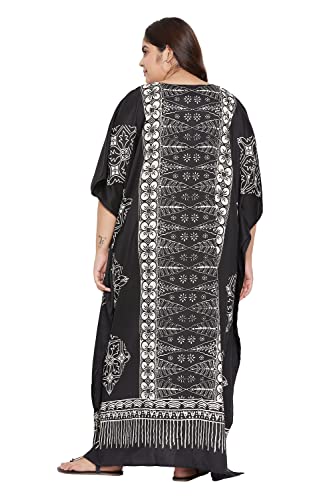 Image of Oussum Plus Size Kaftan Dresses for Women, Polyester Summer Caftan Cover Up Maxi Beach Dress, 1X-3X