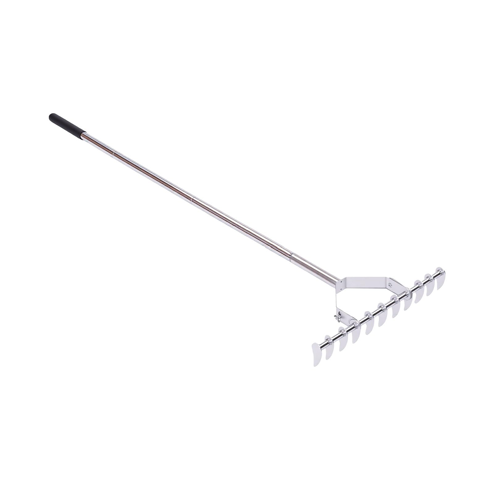 Cocoarm Rastrillo de Paja, Rastrillo de Acero Inoxidable con Desmontable de 3 Secciones, de Césped Resistente para Quitar Paja, Cuidado de Césped Artificial, Nivelación de Jardín