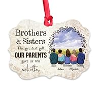 A Cute Christmas Gift for Both Sisters, Brothers: this custom brother sister xmas ornament embraces your loved ones with warmth. Its personal touches convey your deep care, evoking joyful tears. Customizable Sister Brother Christmas Tree Ornament: bo...