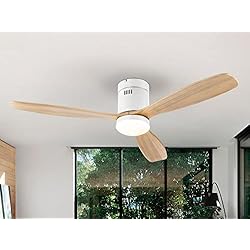 Siroco Ventilador SIROCO-SCHULLER Ventilador de techo con luz LED Blanco-Madera - Motor DC 6 velocidades - Artepal Iluminación