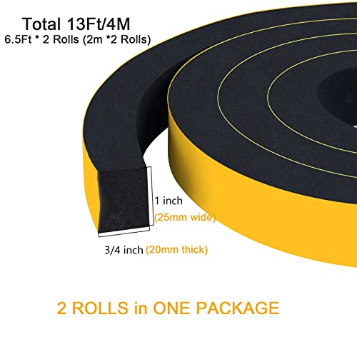 Trisiki Strong Adhesive Air Conditioning Seal Strip, Closed Cell Foam Insulation Tape For Automotive, Furniture Protective, Gasket Seal, High Density Foam Tape, Shock-Absorbing(1 In X 3/4 In X 13Ft) #TOP5