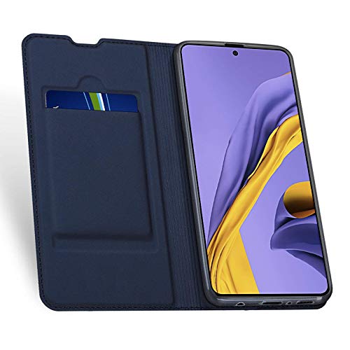 Image of Helix Dustproof Magnetic Vintage Series Wallet Flip for Samsung Galaxy A71 SM-A715F /DSN - Blue
