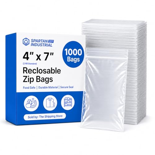 4” X 7” (1000 Count) 2 Mil Clear Reclosable Zip Plastic Poly Bags