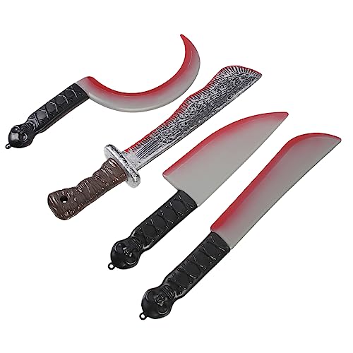 TOYANDONA 4pièces Lot de Couteaux Jouets Plastique Faux Couteaux Halloween Accessoires De Fête Réaliste