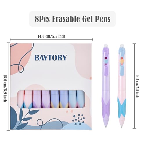BAYTORY Pack de 8 bolígrafos gel borrables 0.5mm azul miniatura 2