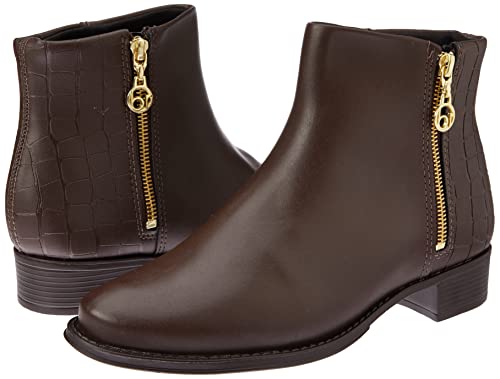 Bota Beira Rio Estilo Fashion Napa Floather Zurique Salto Médio com Zíper,Café, 34