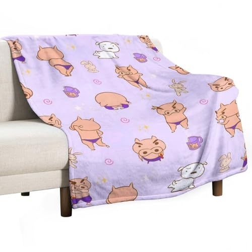 Booaee ブランケット クレヨンしんちゃん フランネル 暖かい マイクロファイバー ファッション 毛玉防止 膝パッド 柄物 ふわふわ 柔らかい 軽くて通気性 肌に優しい 秋冬用