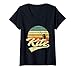 Donna KITE Kiteboarding Kiting Kitesurfing Kitesurf Vintage Retro Maglietta con Collo a V