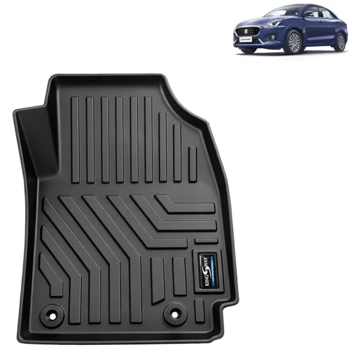 Image of KINGSWAY Accessories Custom-Fit TPE 5D Car Floor Mats Only Compatible with Maruti Suzuki Swift Dzire | Year 2017 to 2019 | Set of 3 Pcs | All Weather Anti Slip Foot Mat | Black | 2 Years Warranty