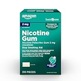 Amazon Basic Care Uncoated Nicotine Polacrilex Gum 2 mg, Arctic Mint, Stop Smoking Aid, 310 Count