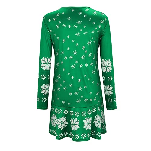 Kwatieh Dames Kerst Jurken Gedrukt Ronde Hals Lange Mouw Herfst en Winter Jurken Sexy Casual Korte Rok Bodycon Winter - Afbeelding 6