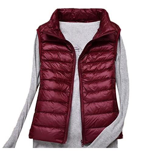 Chaleco de mujer ligero para paseos de otoño parka sin mangas vino 4XL