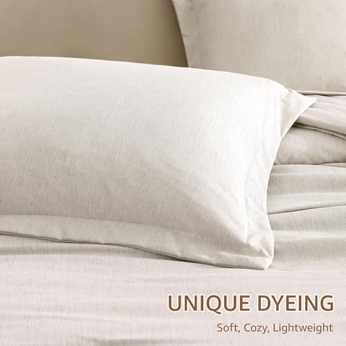 Monbix Queen Comforter Set - 7 Pieces Cationic Dyeing Oatmeal Beige Bed in a Bag Queen Bedding Sets with Comforter, Sheets, Pillowcases & Shams, Reversible Bedding Comforters Sets