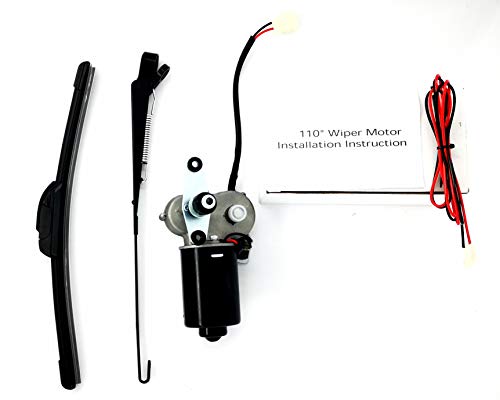Image of 12V Electric UTV Windshield Wiper Motor Kit Fits Polaris Ranger RZR Kawasaki Honda Pioneer Golf Cart Agriculture Vehicle,110 Degree Swing Motor Wipers