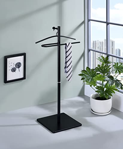 Proman Products VL17241 Kumo Freestanding Metal Valet Stand Organizer with Removable Hanger, Trouser Bar, Black, 11.5\" W x 11.5\" D x 41\" H